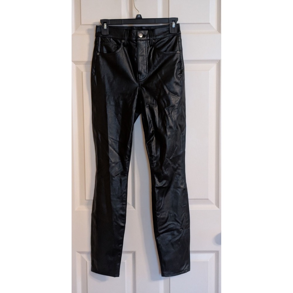 Veronica Beard Maera Extra High Rise Skinny Faux Leather Pants Black Size 25 NWT